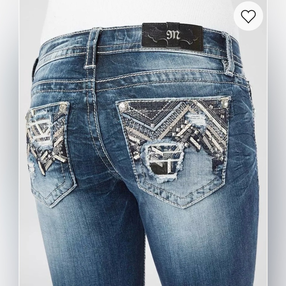 Miss Me Signature Straight Embellished Blue Denim Jeans